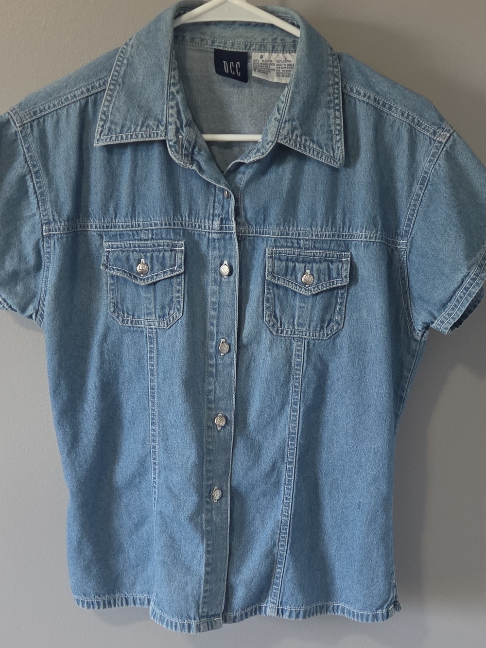 DDC Light Wash Denim Short-Sleeve Button-Down Shirt L Country Western 90s Y2K